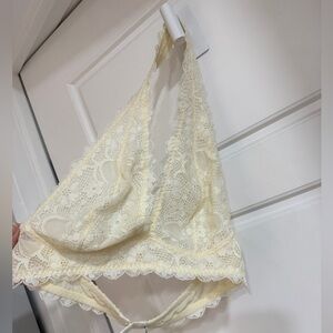Free people intimately lace cream halter bra